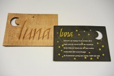 HOUTEN GEBOORTEKAART LUNA