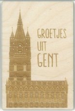 Wenskaart met Belfort en Lakenhalle Gent