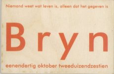 HOUTEN GEBOORTEKAART BRYN