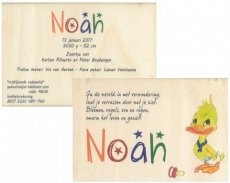 HOUTEN GEBOORTEKAART NOAH