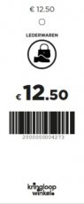 P10m Prijskaartje lederwaren € 12.50 (oranje)