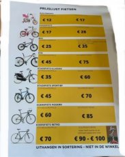 Prijslijst fietsen