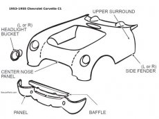 Corvette C1 Carrosserie Vooraan 1953-1955