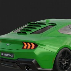 Ford Mustang S650 Louver Glassskinz TEKNO1 Ford Mustang Achterruit Louver TEKNO 1 - Glanzend Zwart 2024+